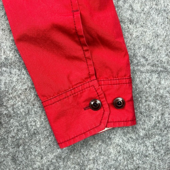 LL Bean Signature Shirt Jacket Womens 6 Red Button Up Lined Cotton Pockets - Picture 6 of 13